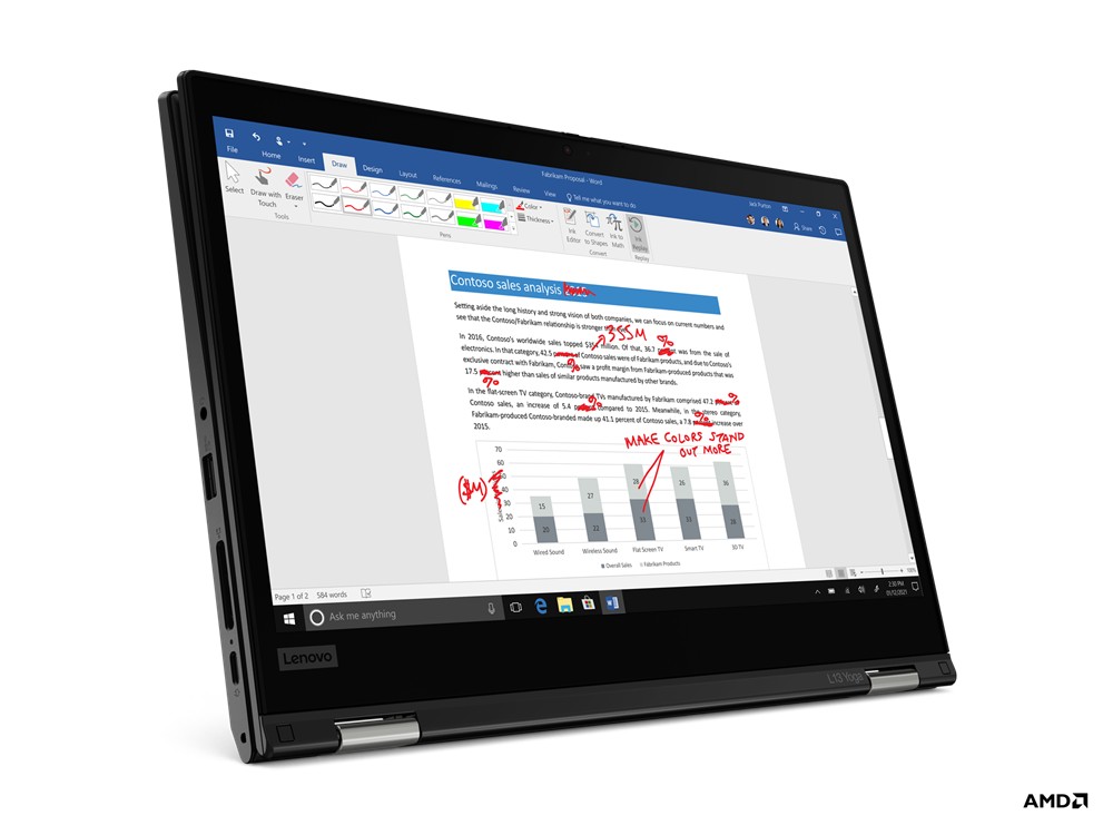 Lenovo ThinkPad L13 Yoga A G2 AMD Ryzen 3 5400U 8GB 256GB DOTYK WIN - obrazek 2